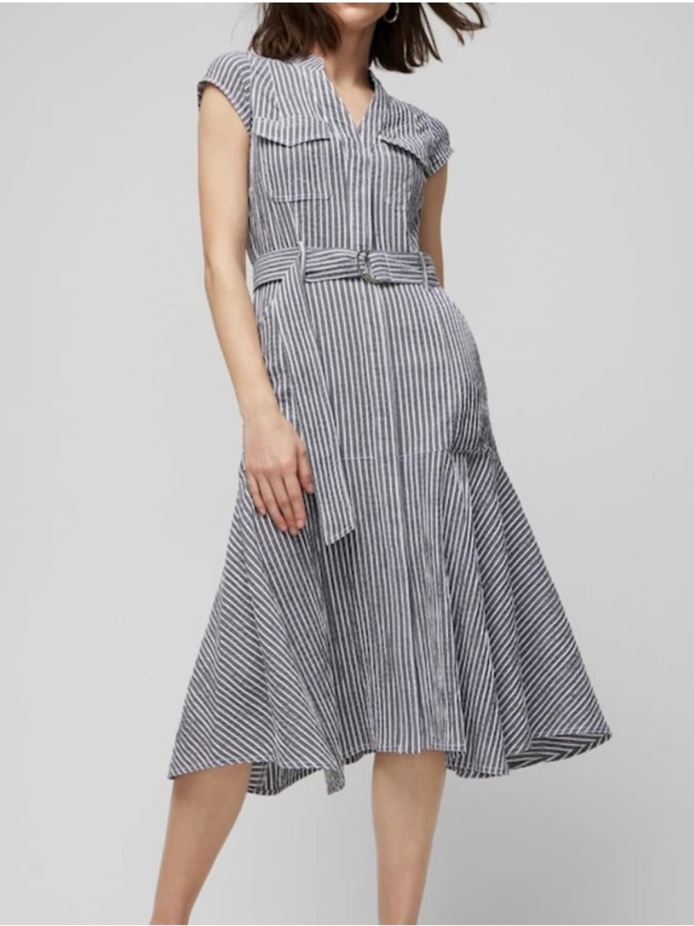 WHBM Seersucker Utility Midi Dress